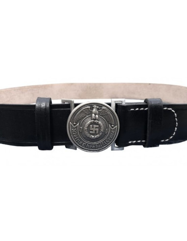 Zwarte leren officiers riem