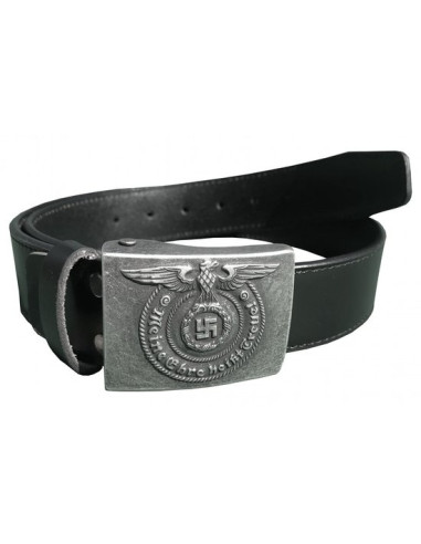 Ceinture en cuir noir boucles moderne