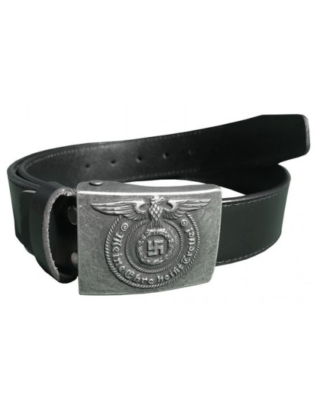 Black leather belt for modern buckles
