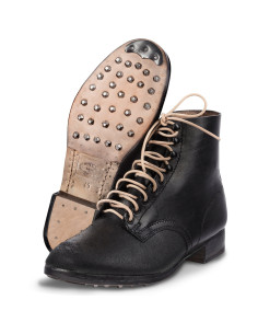 German leather army ankle boots black