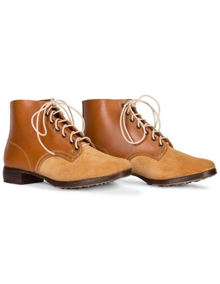Duitse zwarte leren leger schoenen ongeverfd licht bruin