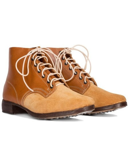 bottes de l'armée en cuir noir allemand brun clair non peinte