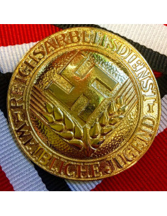 Reichsarbeitdienst RAD badge goudron